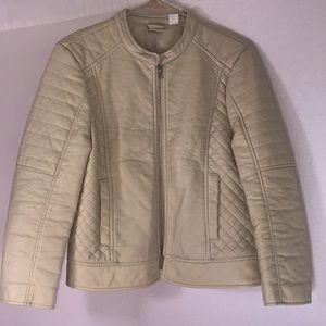 Cream vegan leather jacket